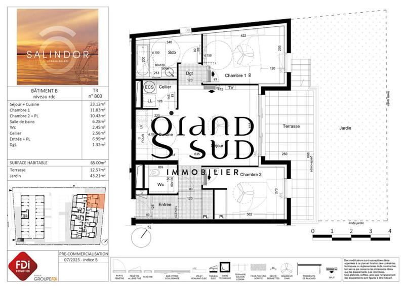 Appartement - 65 m² - 3 pièces