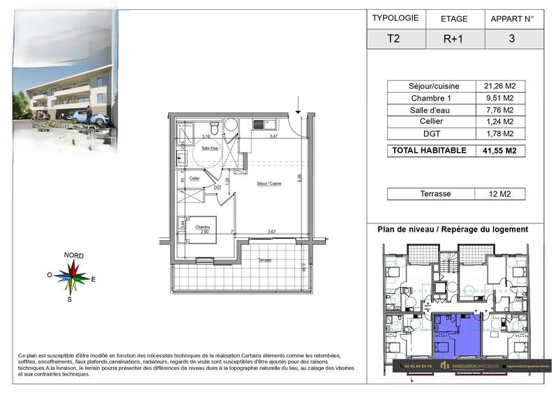 Appartement - 42 m² - 2 pièces