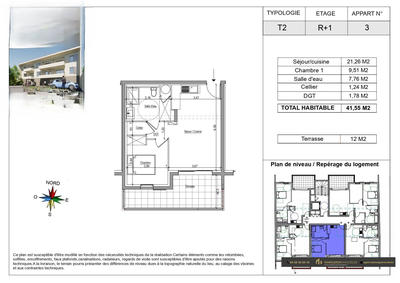 Appartement - 42 m² - 2 pièces