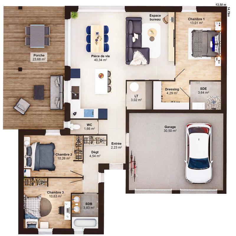 Maison - 97 m² - 5 pièces