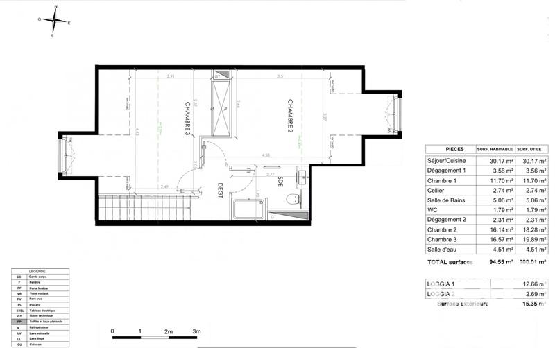 Duplex - 95 m² - 4 pièces