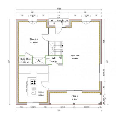 Maison - 180 m² - 1 pièce