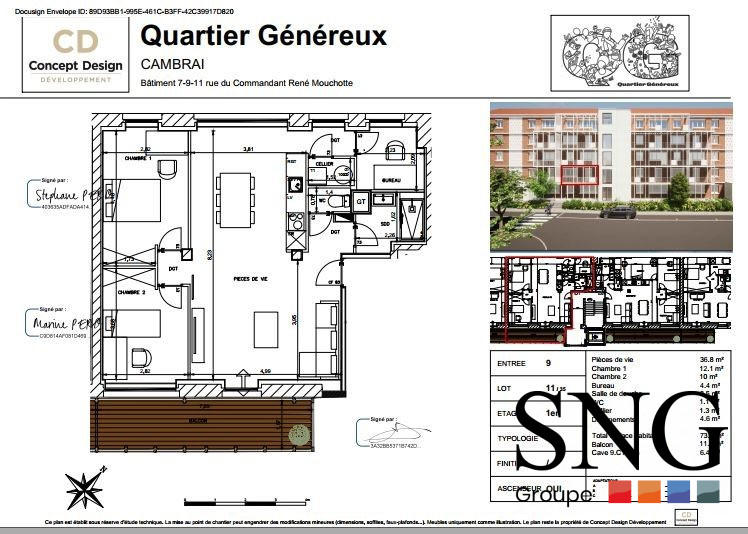 Appartement - 74 m² - 3 pièces
