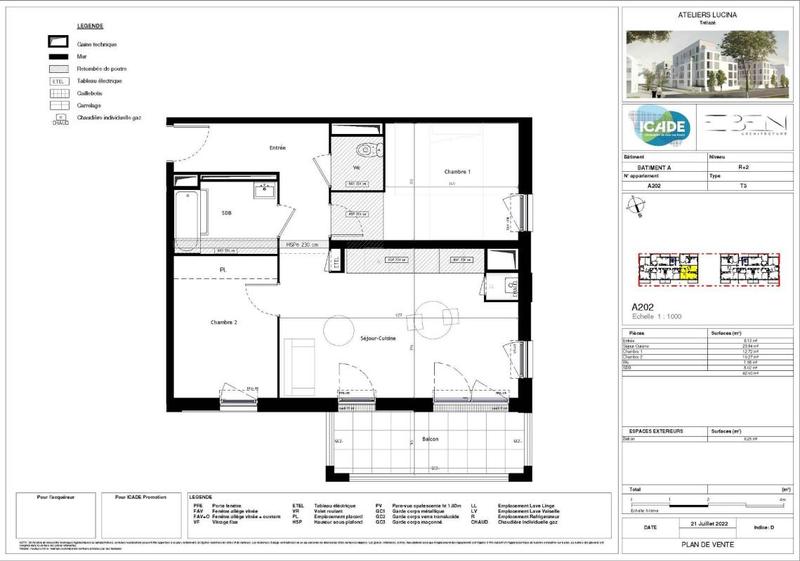 Appartement - 62 m² - 3 pièces