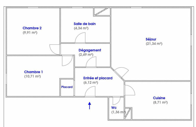 Appartement - 64 m² - 3 pièces