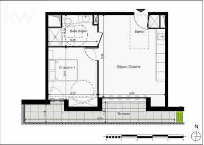 Appartement - 40 m² - 2 pièces