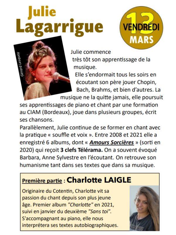Concert Julie Lagarrigue > Agneaux Culture Loisirs