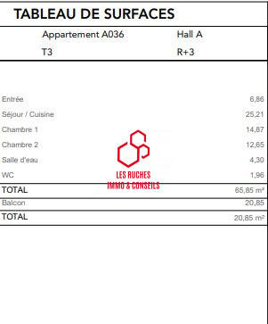Appartement - 66 m² - 3 pièces