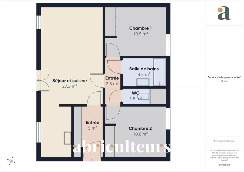 Appartement - 62 m² - 3 pièces