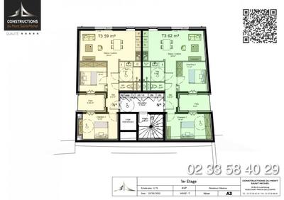 Appartement - 59 m² - 3 pièces