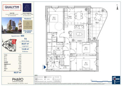 Appartement - 88 m² - 4 pièces