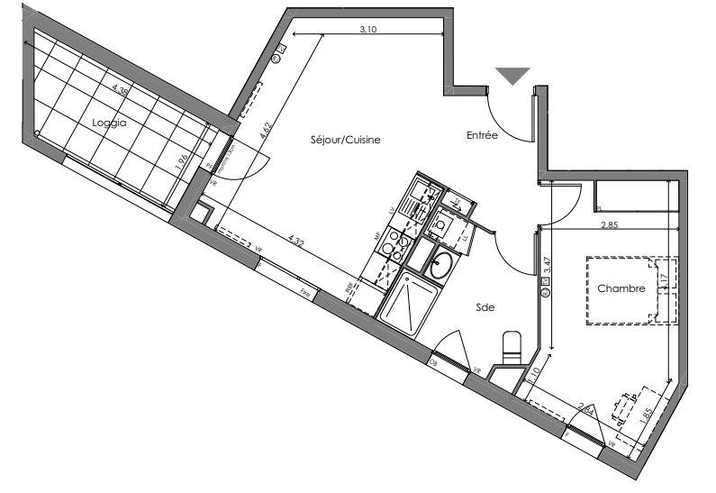 Appartement - 50 m² - 2 pièces