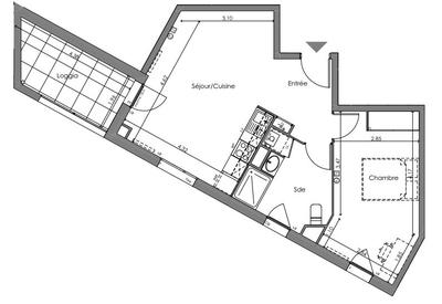 Appartement - 50 m² - 2 pièces