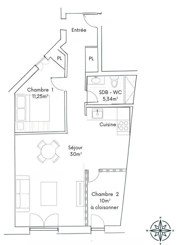 Appartement - 67 m² - 2 pièces