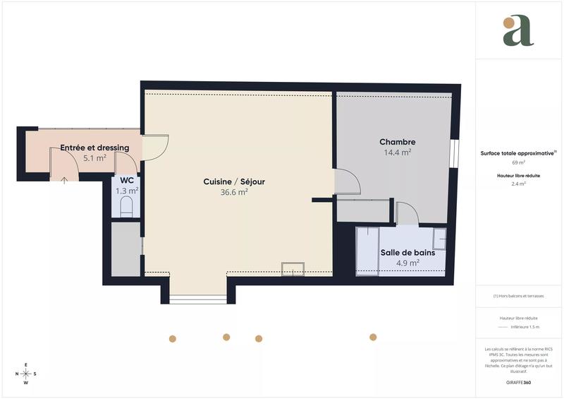 Appartement - 59 m² - 2 pièces