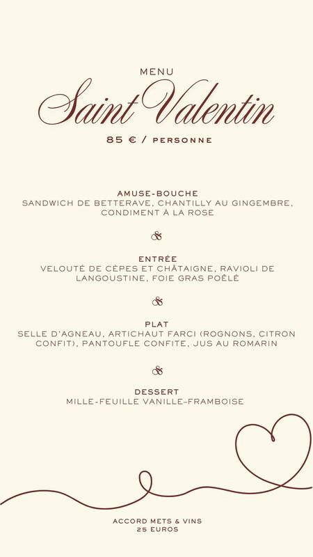 Dîner de la Saint-Valentin au restaurant O'père Cuisine d'amour