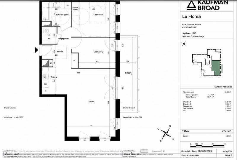 Appartement - 68 m² - 3 pièces