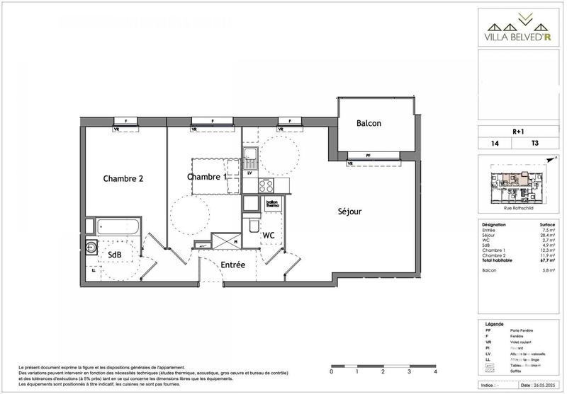 Appartement - 67 m² - 3 pièces