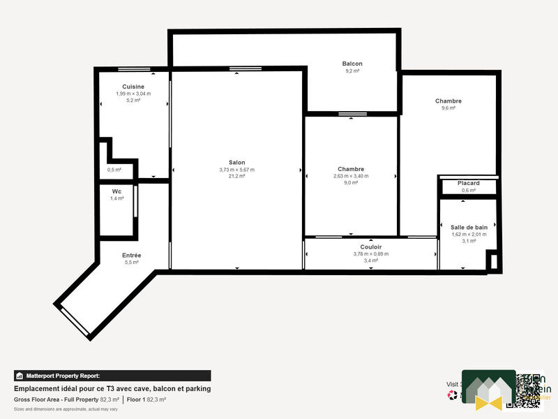 Appartement - 60 m² - 3 pièces