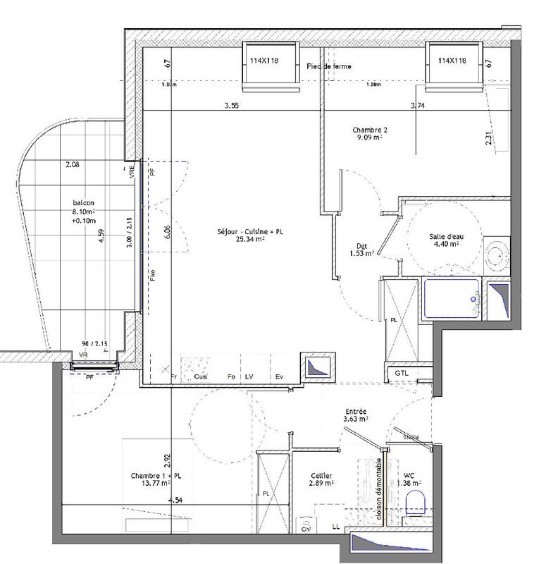 Appartement - 62 m² - 3 pièces