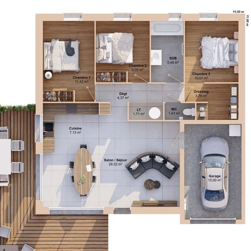 Maison - 84 m² - 5 pièces