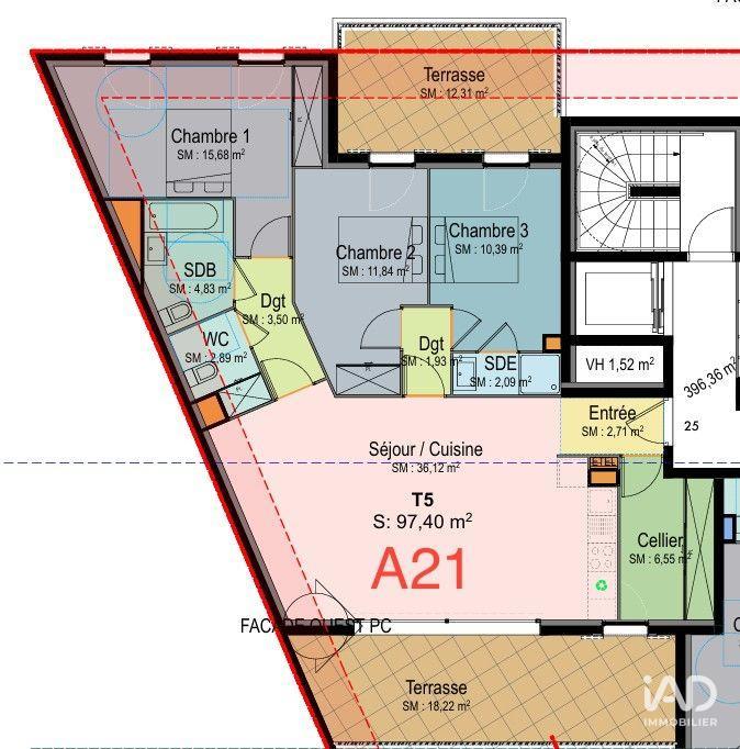 Appartement - 97 m² - 4 pièces