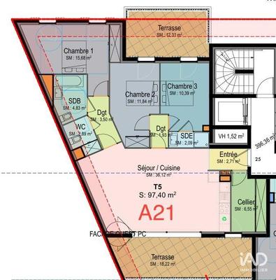 Appartement - 97 m² - 4 pièces