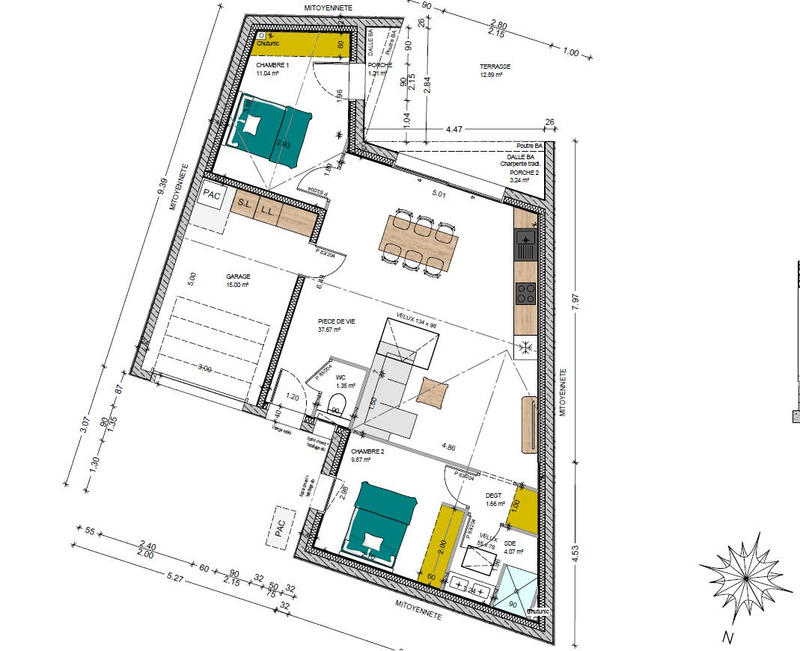 Maison - 66 m² - 3 pièces