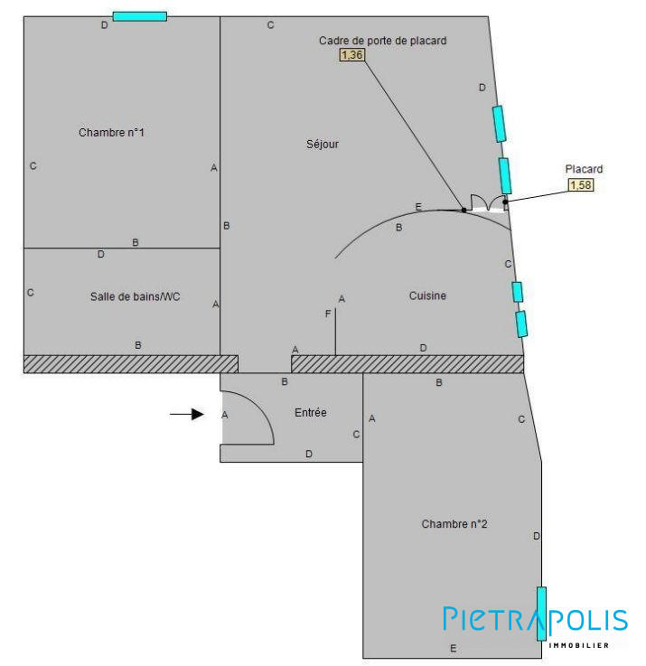 Appartement - 57 m² - 3 pièces