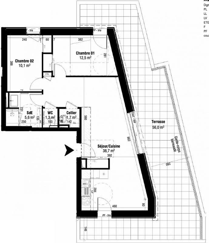 Appartement - 70 m² - 3 pièces