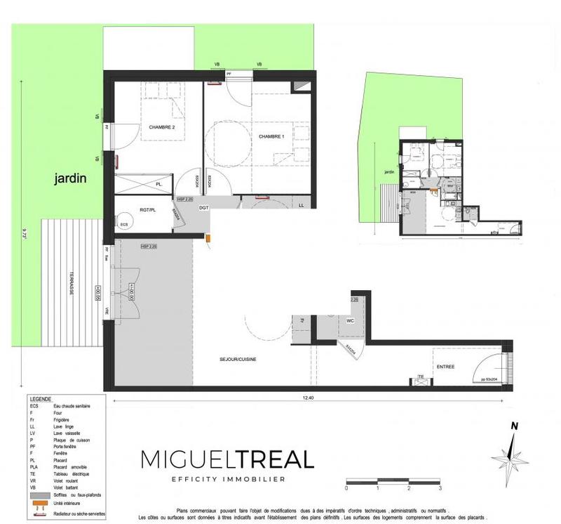 Appartement - 70 m² - 3 pièces