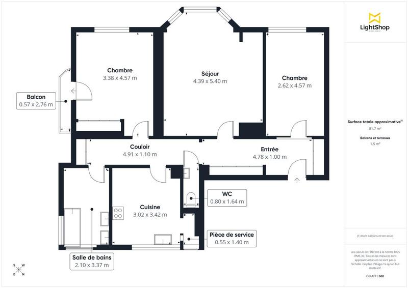Appartement - 85 m² - 3 pièces