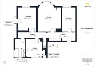 Appartement - 85 m² - 3 pièces