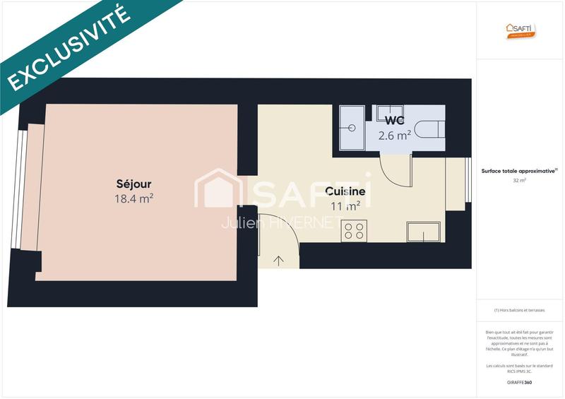 Appartement - 32 m² - 2 pièces