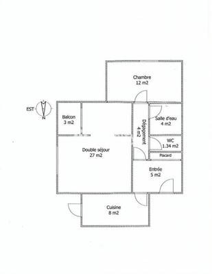 Appartement - 61 m² - 3 pièces