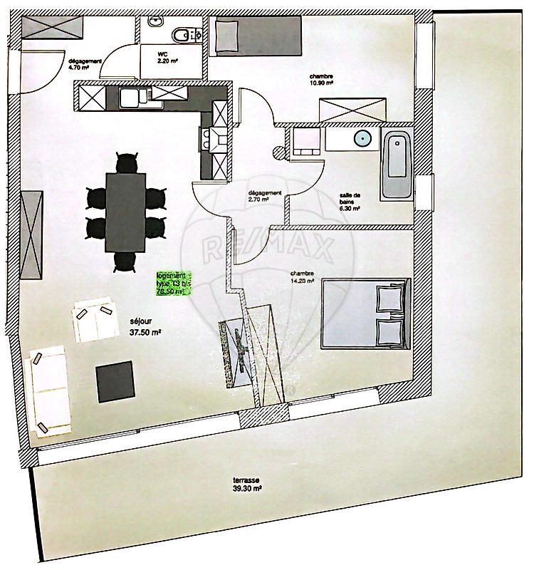 Appartement - 78 m² - 3 pièces