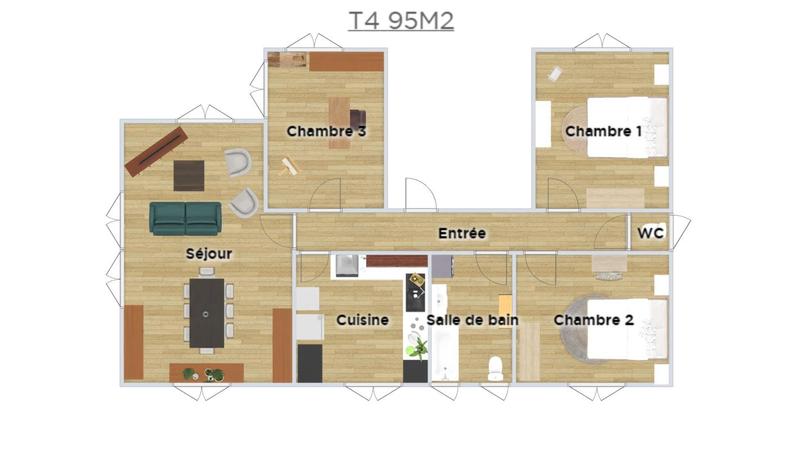 Appartement - 95 m² - 4 pièces