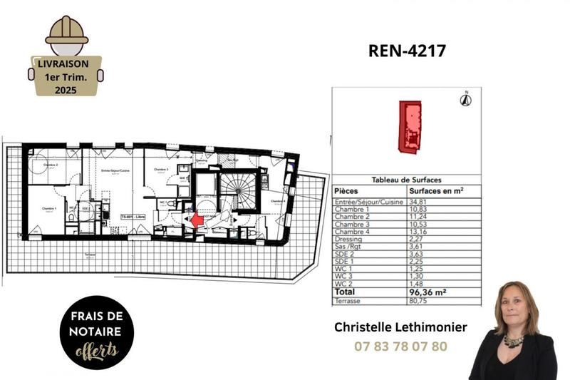 Appartement - 96 m² - 5 pièces