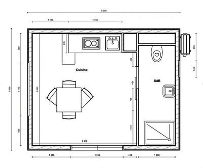 Maison - 20 m² - 1 pièce