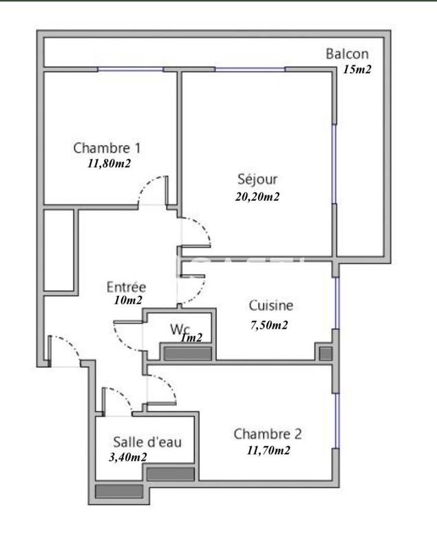 Appartement - 66 m² - 3 pièces