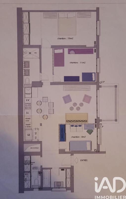 Appartement - 87 m² - 3 pièces