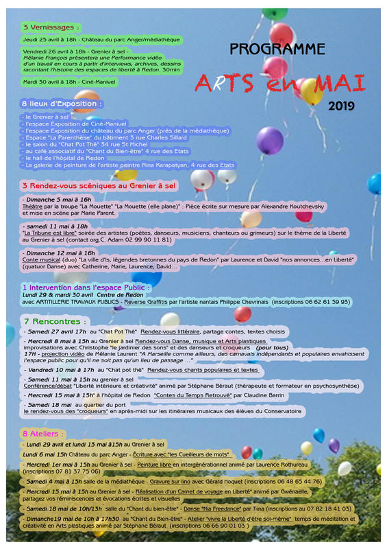 Rencontre "Arts en mai" 2019 8ème édition à Redon
