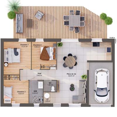 Maison - 75 m² - 5 pièces