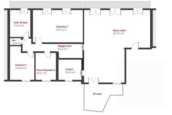 Appartement - 127 m² - 3 pièces