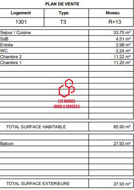 Appartement - 66 m² - 3 pièces