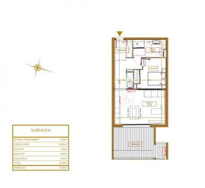 Appartement - 47 m² - 1 pièce