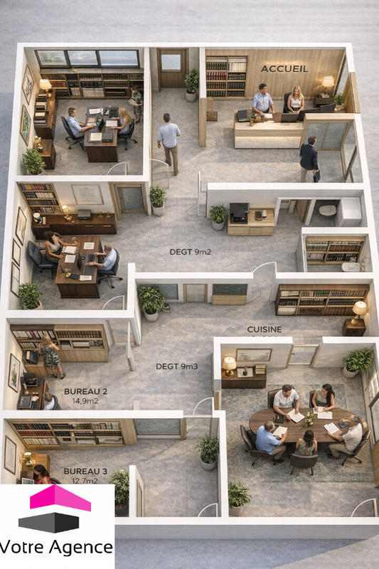 Bureau - 150 m² - 8 pièces