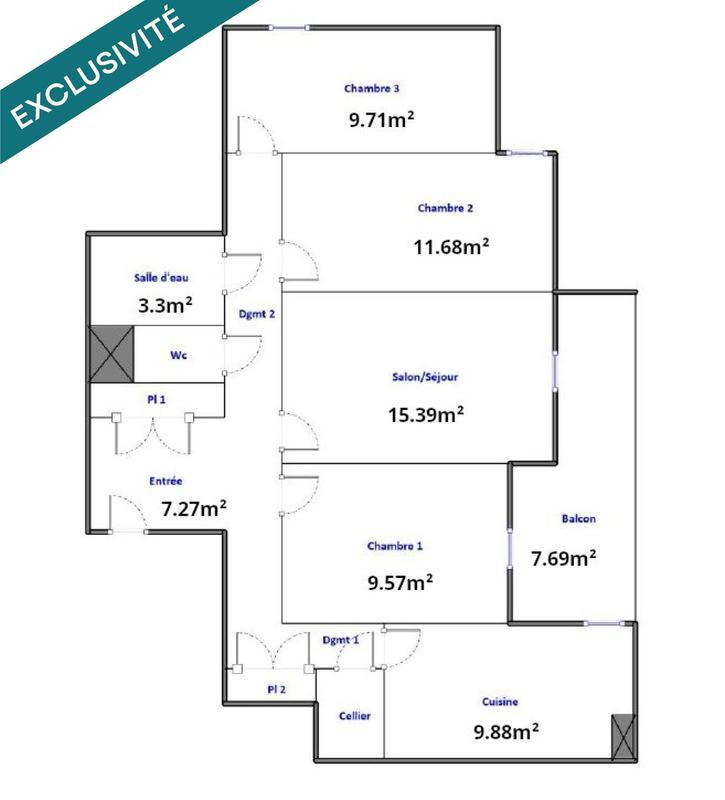 Appartement - 80 m² - 4 pièces