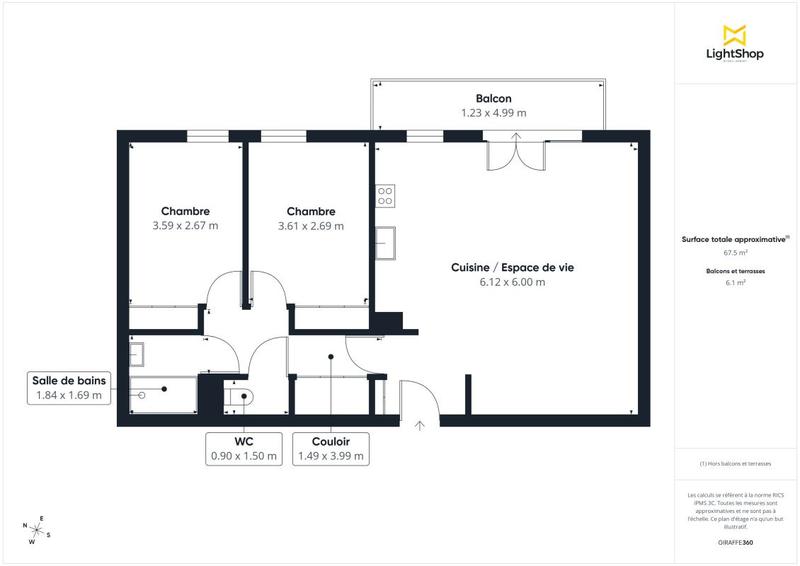 Appartement - 68 m² - 3 pièces