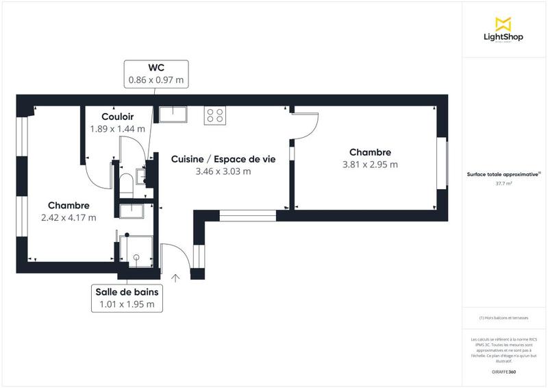 Appartement - 39 m² - 2 pièces